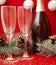 Wineglasses on christmas red background