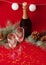 Wineglasses on christmas red background