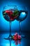 Wineglasses with water and flowers