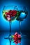 Wineglasses with water and flowers