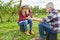 Winegrowers couple having a wine tasting