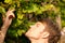 Winemaker checking the grapes