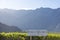 Winemaker sign Finca Quara with vineyards and mountains in Cafayate