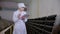 Winemaker young woman checking and examining producing wine at winery in factory.