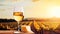 Winemaking beauty: white wine, cheese, and nature\\\'s bounty, text space