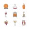 Winemaking flat style icons set