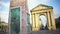 Winemaking monument and ancient arch at Place de la Victorie in Bordeaux, France