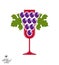 Winery award theme vector illustration. Stylized half full glass