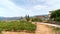 Winery building in Chianti region, Toskana. Vineyards and cypress trees around.