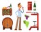 Winery making harvest cellar vineyard glass beverage industry alcohol production vector illustration