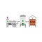 Winery production equipment conveyor line flat vector Illustration isolated.