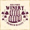 Winery vector emblem in vintage style with barrels