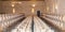 Wines fermenting in traditional large oak barrels in the wine cellar in Bordeaux castle