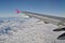 Wing of airplane seen from window