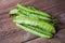 Wing bean wooden table background, young winged beans vegetable