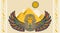 Wing egypt banner, art symbol, decorative ornament, ancient culture, egyptian pattern, design, cartoon style vector