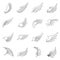 Wing icons set, outline ctyle
