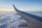 Wing passenger planes, blue sky and clouds. Travel concept.