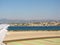 Wing of plane at Nice. View from plane runway.