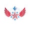 Winged ancient pentagonal Star emblem, the best. Heraldic vector