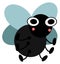 Winged bug character. Funny cartoon flying beetle