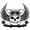 Winged Chopper biker skull emblem crest tattoo ink illustration 3