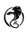 Winged dragon circle logo, symbol.