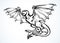 Winged dragon. Vector drawing animal