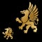 Winged Gryphon, mythical animal ancient emblems elements set. He