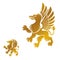 Winged Gryphon, mythical animal ancient emblems elements set. He