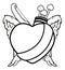 Winged heart with bow and quiver with arrows to coloring, Vector illustration