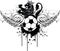 Winged Heraldic black lion tattoo soccer futbol coat of arms