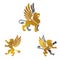 Winged Lion ancient emblems elements set. Heraldic vector design