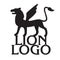 Winged lion logo. Medieval mythical animal