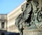 Winged lion statue architectural fragment from Venice. Detail of winged lion in flag mast on Piazza San Marco, Venice, Italy