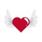 Winged love heart romantic passion sweet flat style icon