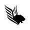 Winged panther black and white vector design