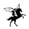 Winged pegasus horse black vector design