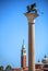 Winged St Mark Lion symbol of Venice on its column - Venice, Italy