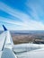 Wings aircraft with blue sky ,top view