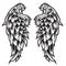 Wings Bird feather Black & White Tattoo Vector Illustration 44