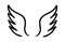 Wings birds and angel. Cartoon doodle bird tattoo wing icon. Feather sketch handdrawn collection