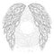 Wings feather. Pattern for coloring book.