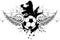 Wings Heraldic black Wolf tattoo soccer futbol crest