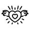 Wings love icon outline vector. Angel wing