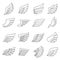 Wings outline gray icons vector set. Minimalistic design.