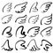 Wings sketch collection cartoon vector