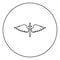 Wings and sword symbol cadets Winged blade weapon medieval age Warrior insignia Blazon bravery concept icon in circle round