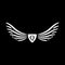 Wings vector logo. Wings monogram. Letter Q emblem