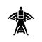 wingsuit flying extremal sport man glyph icon vector illustration